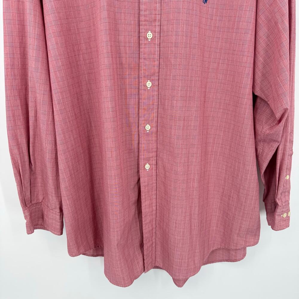 Ralph Lauren Mens XL Classic Fit Long Sleeve Button Front Shirt Red Plaid Cotton - Picture 3 of 9